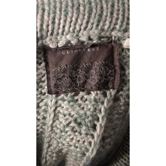 Anthropologie Guinvere mint white marbled cable knit chunky cowl sweater - Picture 7 of 10